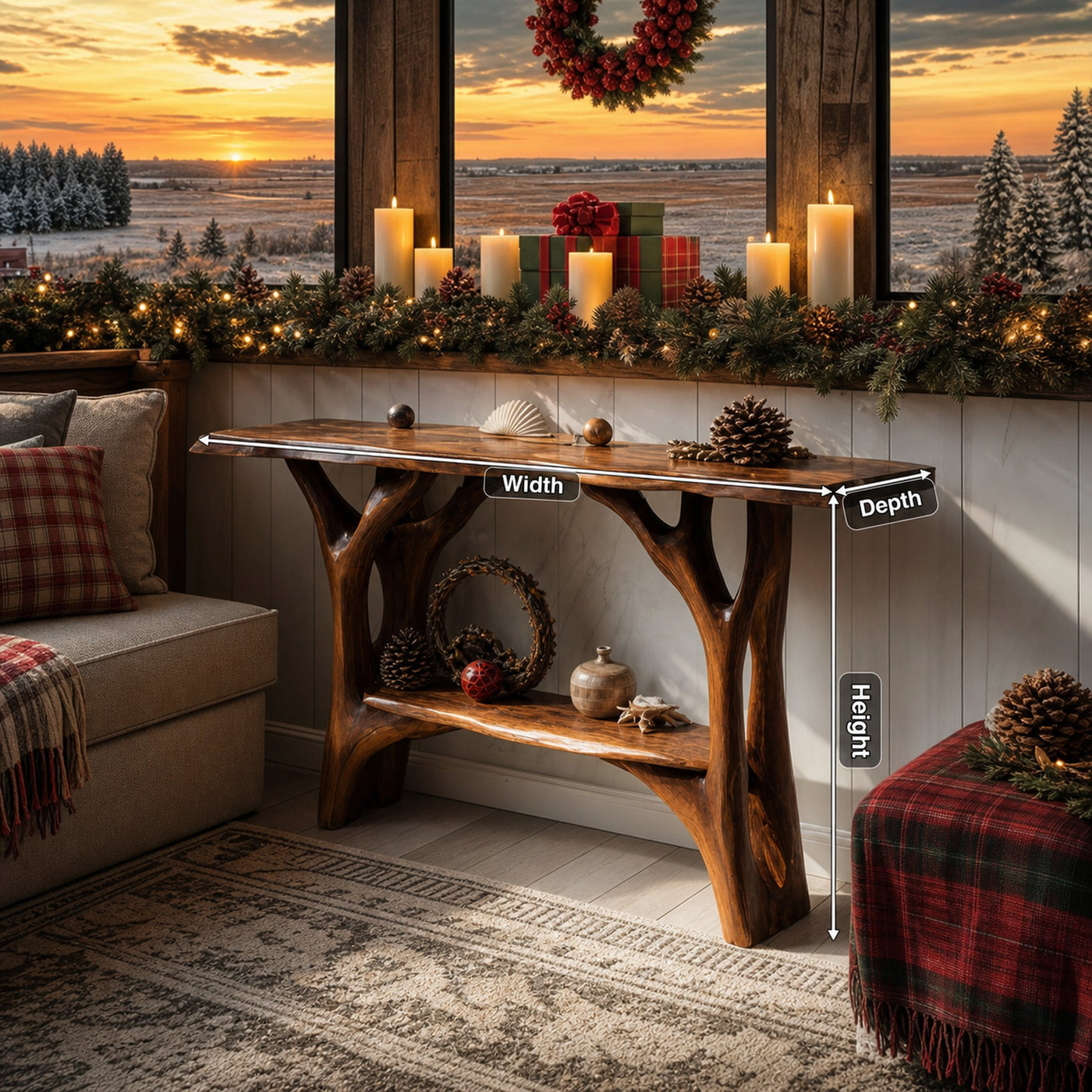 Modern Live Edge Entryway Table For Xmas Bedroom Seasonal Holiday Furniture - product view 8