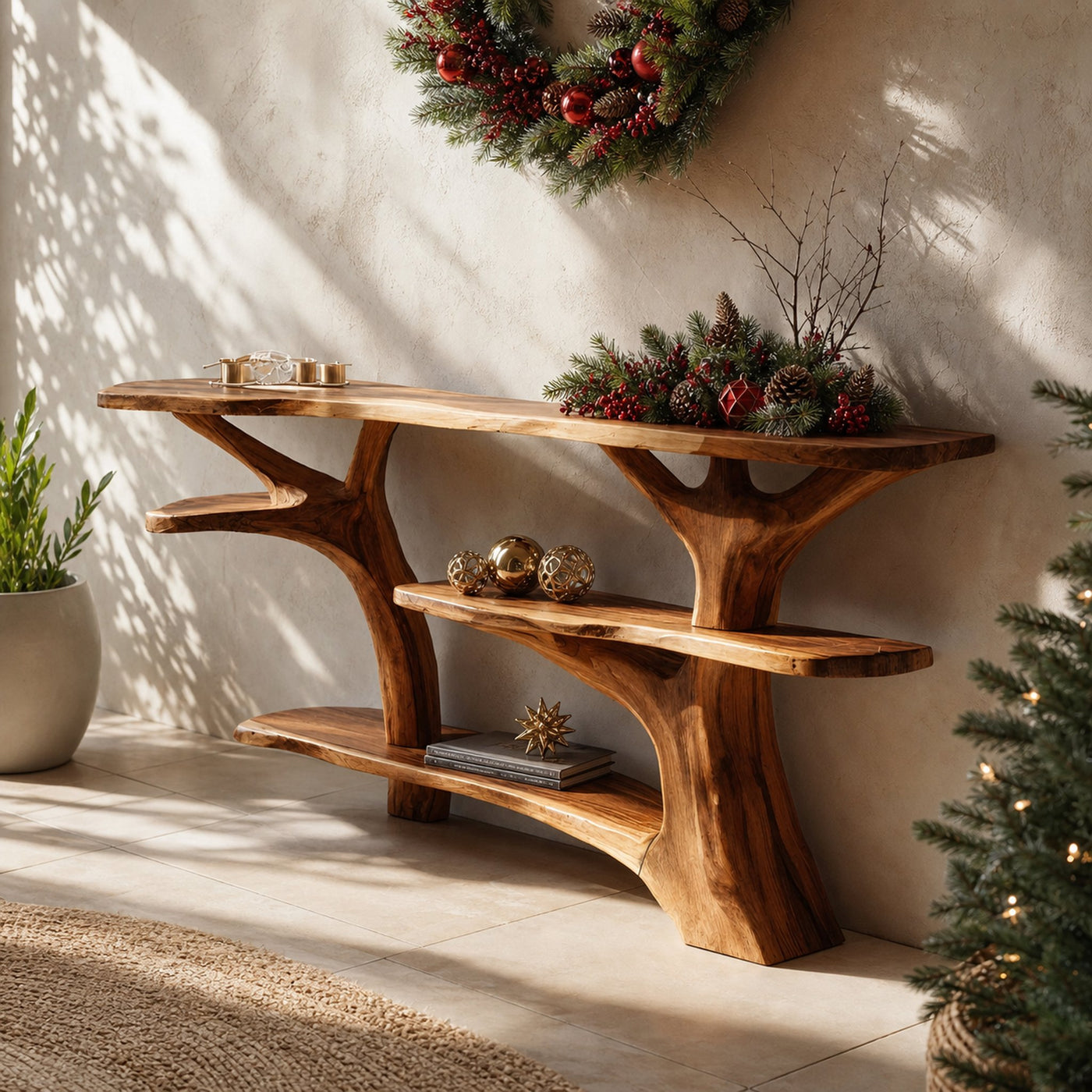 Modern Live Edge Entryway Table For Xmas Entryway Holiday Seasonal Accent