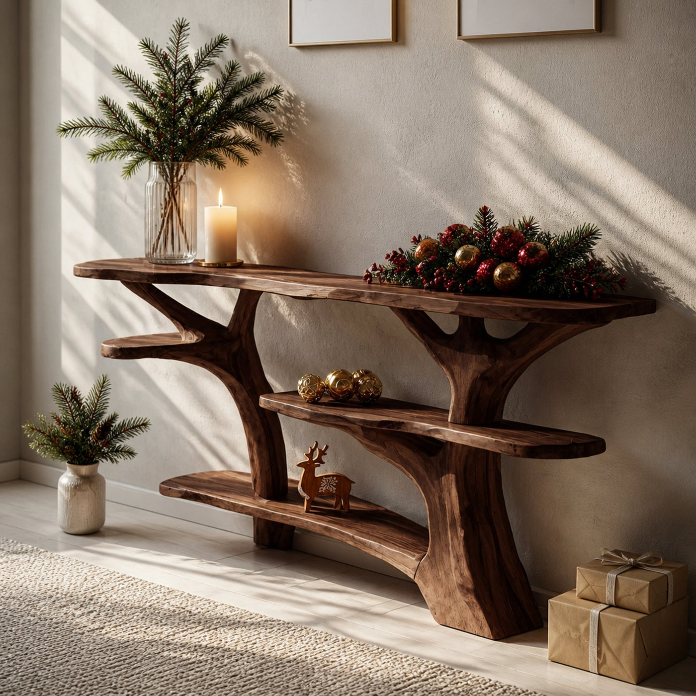 Modern Live Edge Entryway Table For Xmas Entryway Holiday Seasonal Accent - product view 7