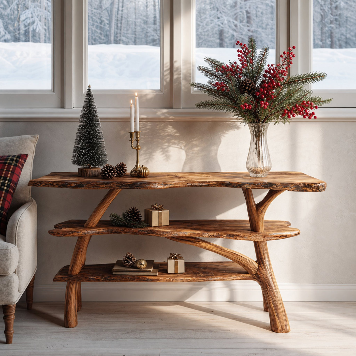 Modern Live Edge Entryway Table For Xmas Furniture Seasonal Living Room - product view 6