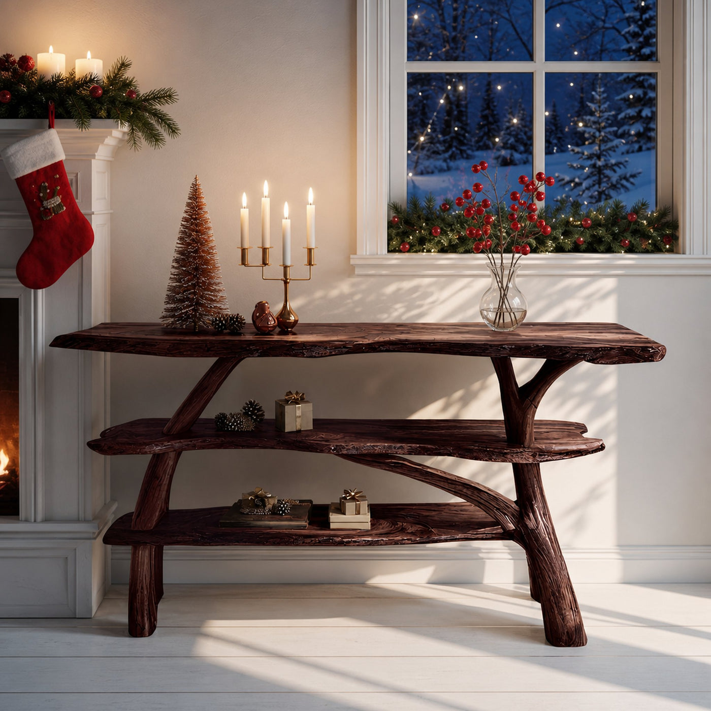 Modern Live Edge Entryway Table For Xmas Furniture Seasonal Living Room - product view 7