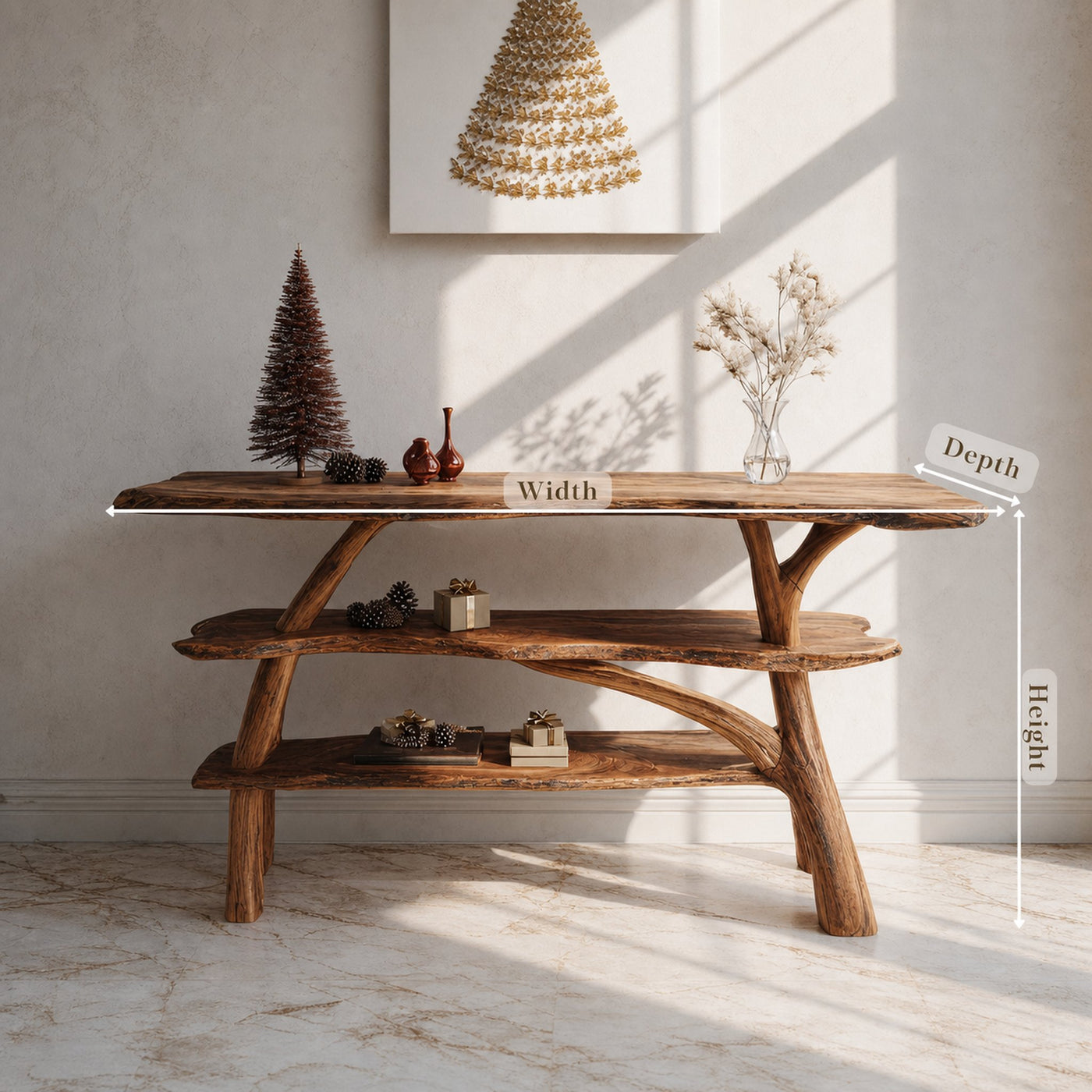 Modern Live Edge Entryway Table For Xmas Furniture Seasonal Living Room - product view 8