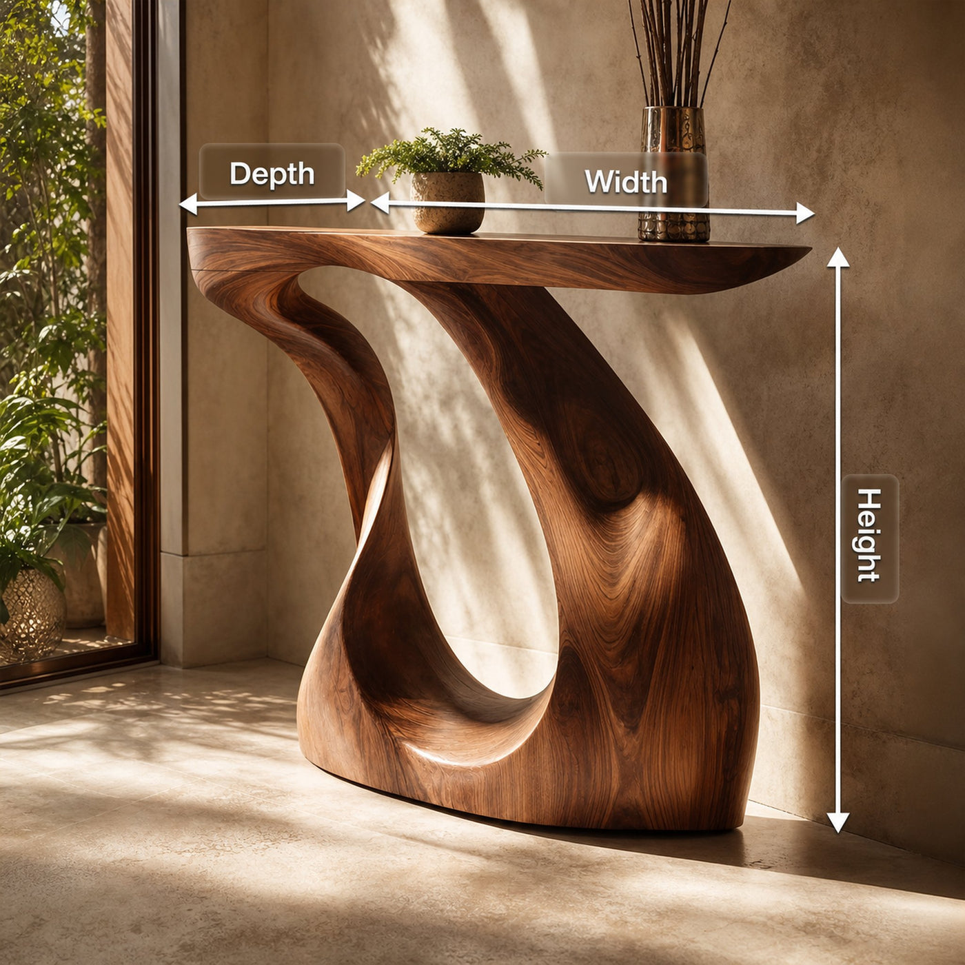 Modern Live Edge Entryway Table Sculptural Wood For Luxury Home Decor - product view 8