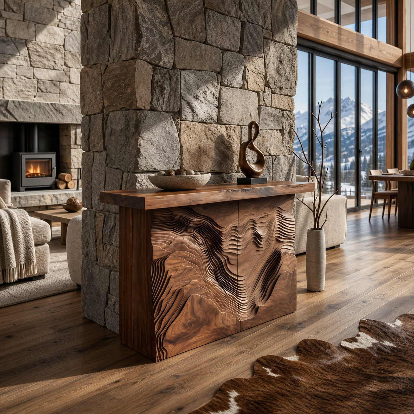 Modern Live Form Console Table For Resort Lounge Interior - product view 3