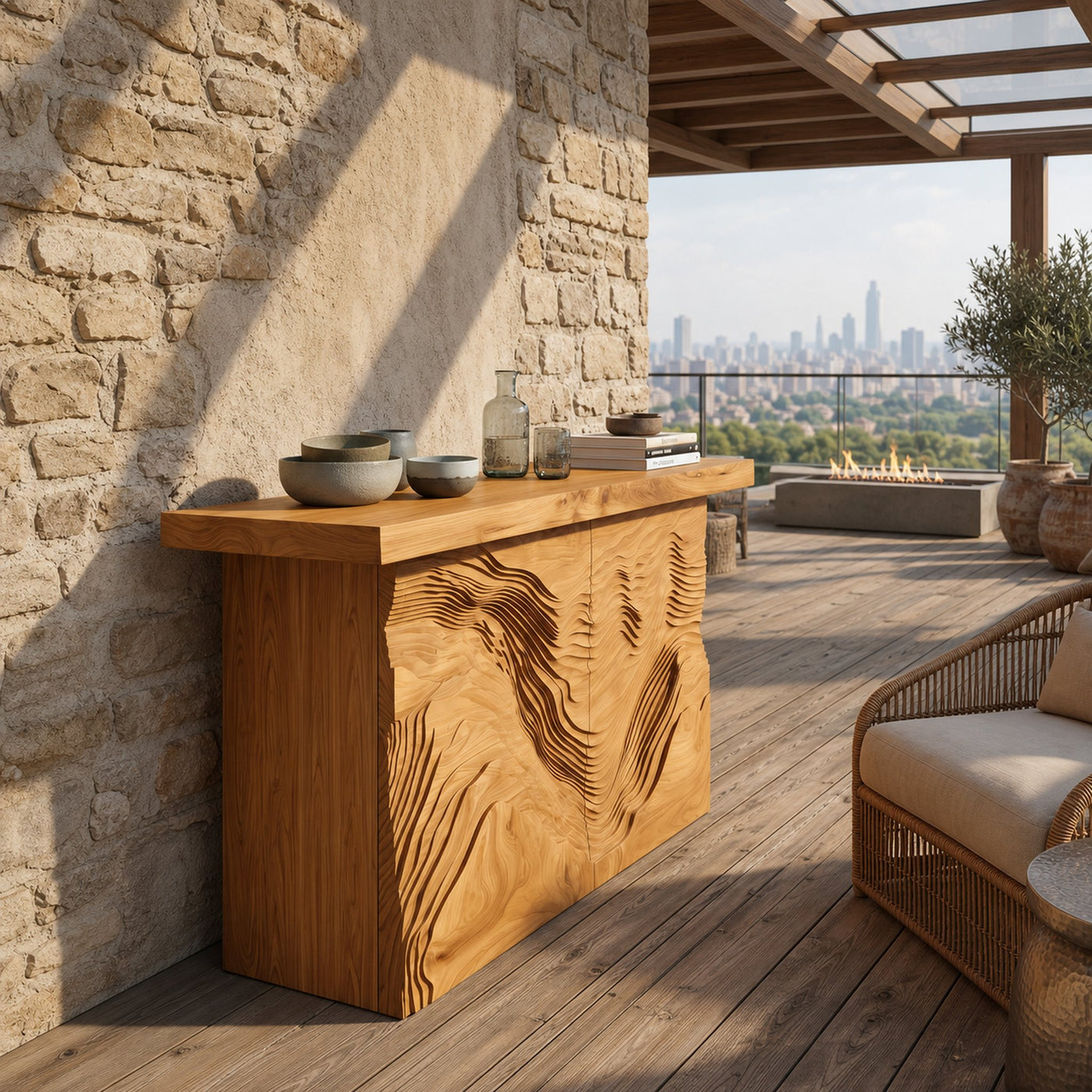 Modern Live Form Console Table For Resort Lounge Interior - product view 5
