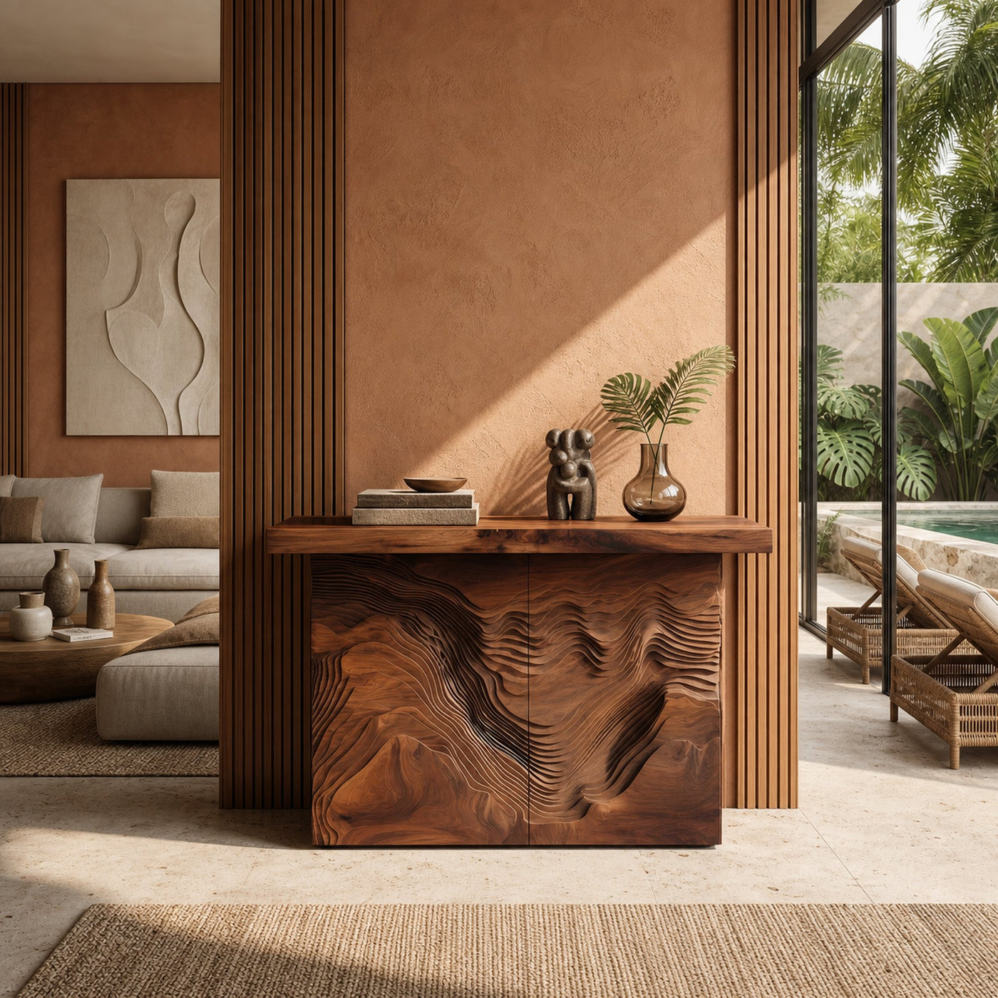 Modern Live Form Console Table For Resort Lounge Interior - product view 6