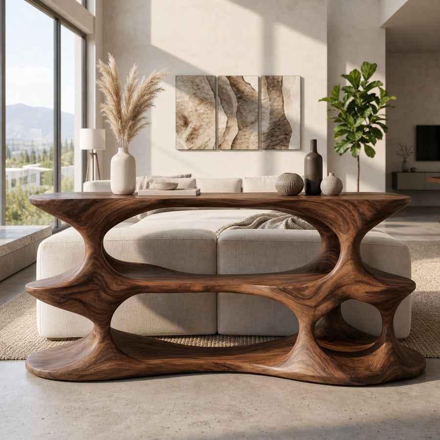 Modern Natural Wood Console Table For Living Room Decor
