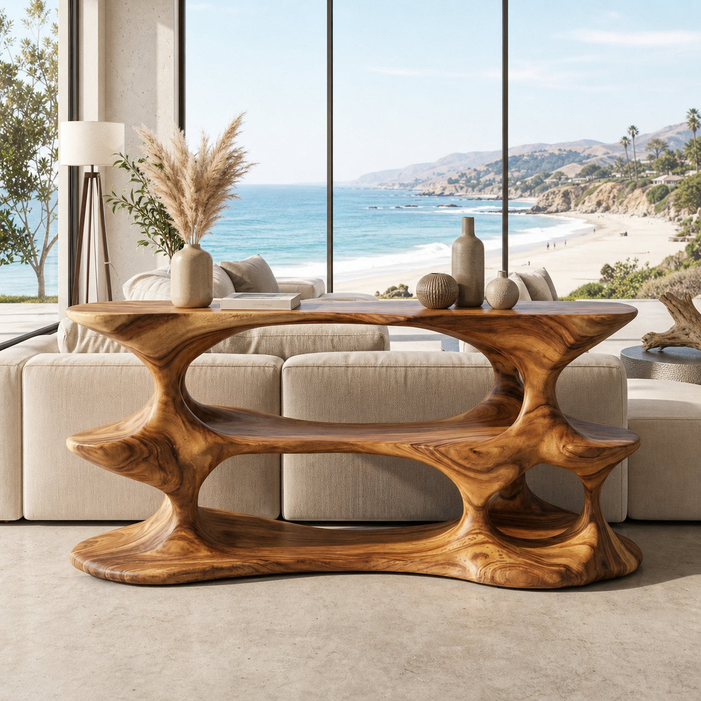 Modern Natural Wood Console Table For Living Room Decor - product view 6