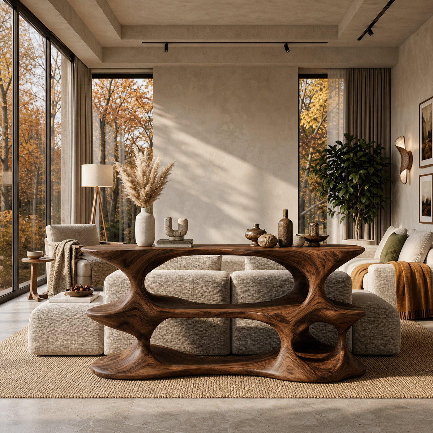 Modern Natural Wood Console Table For Living Room Decor - product view 7