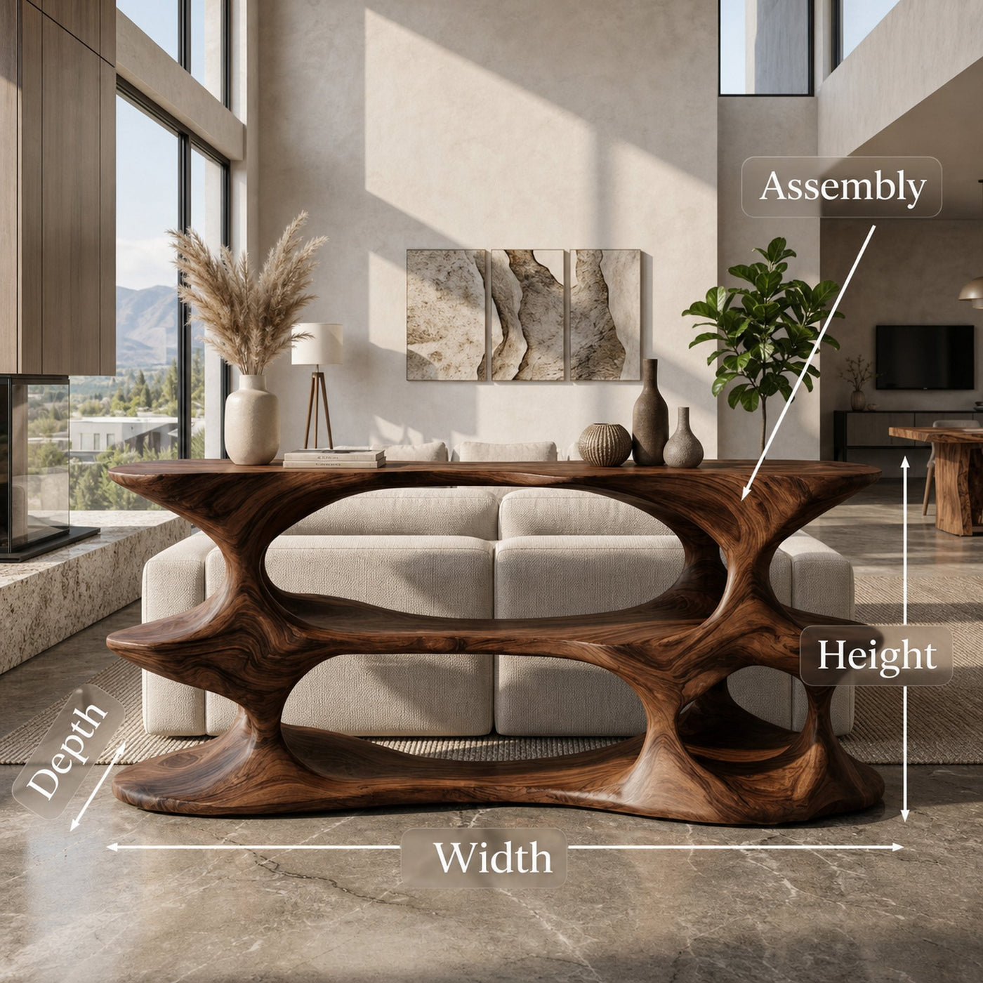 Modern Natural Wood Console Table For Living Room Decor - product view 8
