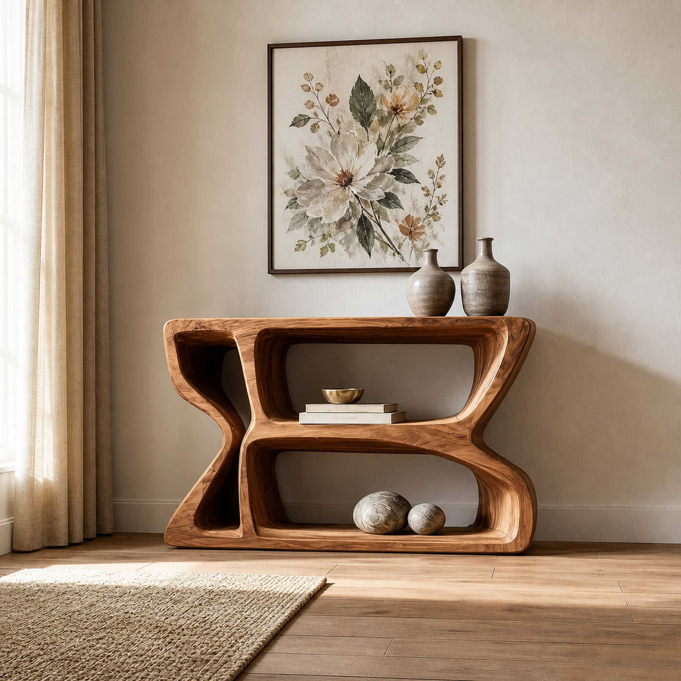 Modern Natural Wood Console Table For Living Room Storage - product view 6