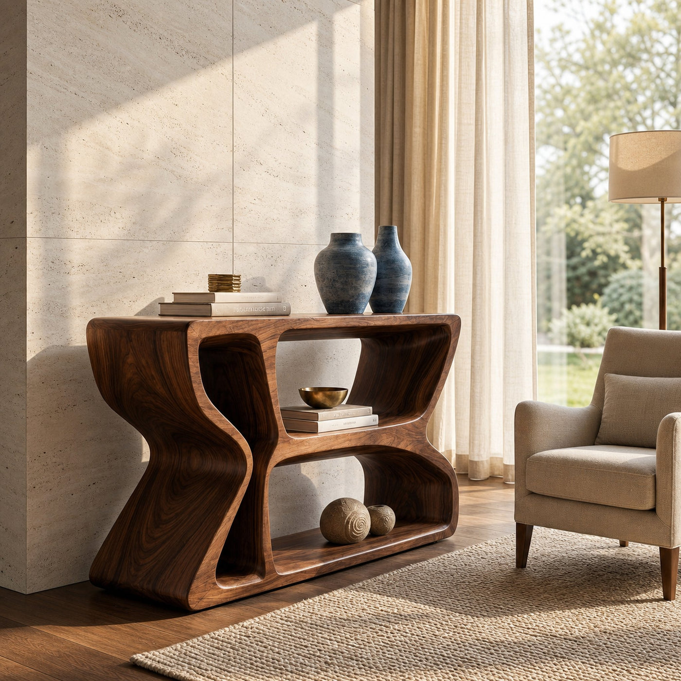Modern Natural Wood Console Table For Living Room Storage - product view 7