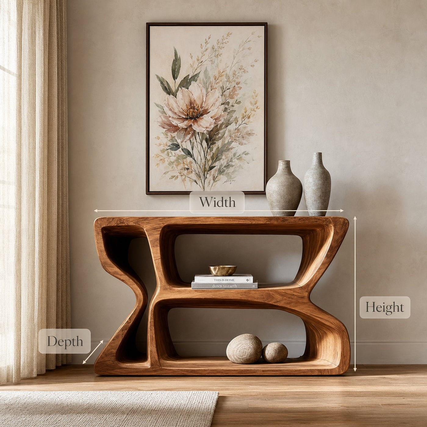 Modern Natural Wood Console Table For Living Room Storage - product view 8