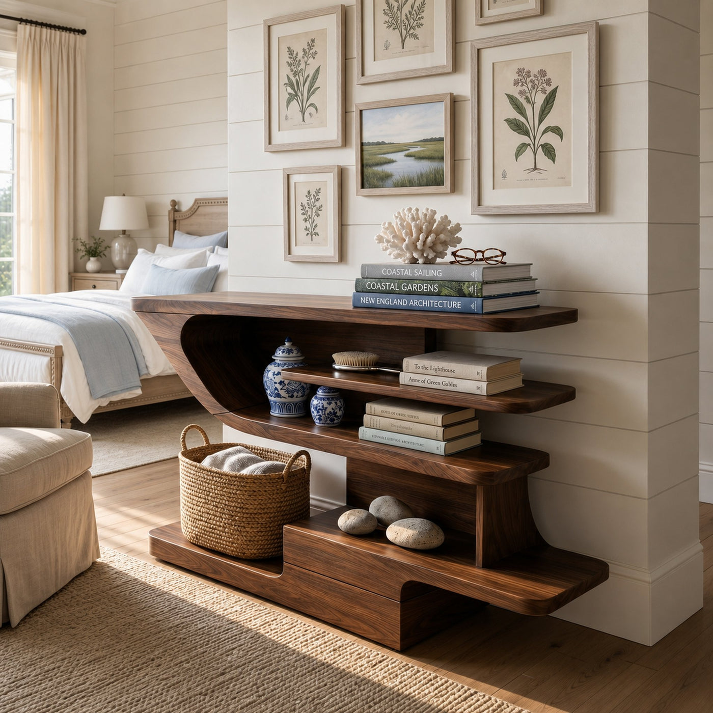 Modern Open Shelf Console Table Luxury Living Room