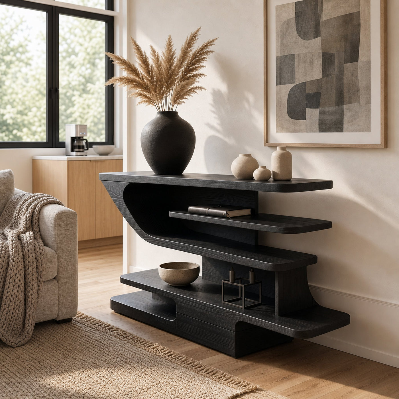 Modern Open Shelf Console Table Luxury Living Room - product view 4