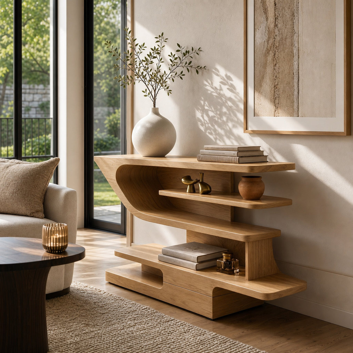Modern Open Shelf Console Table Luxury Living Room - product view 5