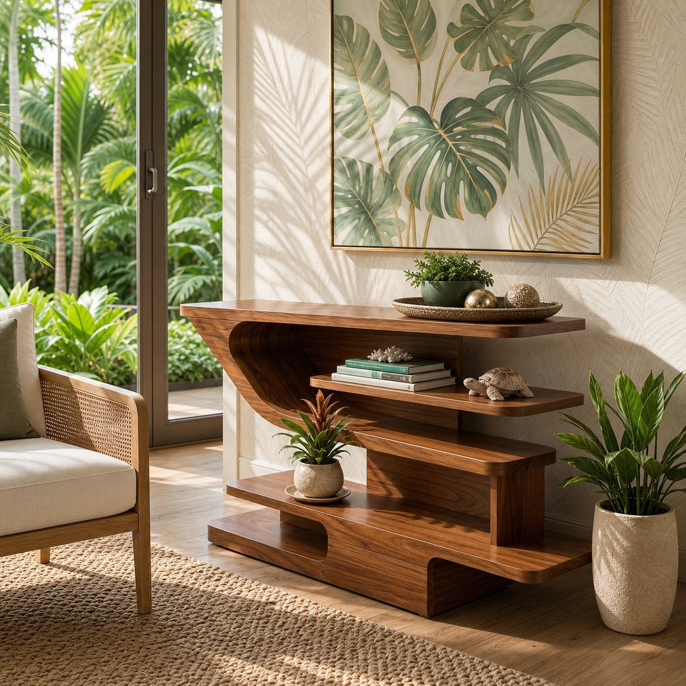 Modern Open Shelf Console Table Luxury Living Room - product view 6
