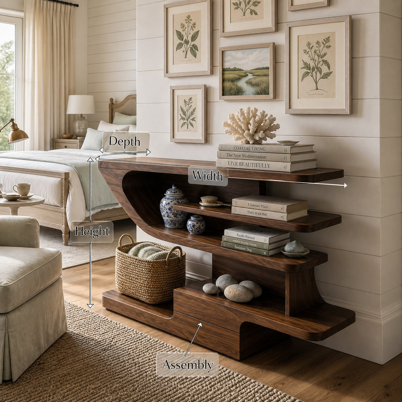 Modern Open Shelf Console Table Luxury Living Room - product view 8