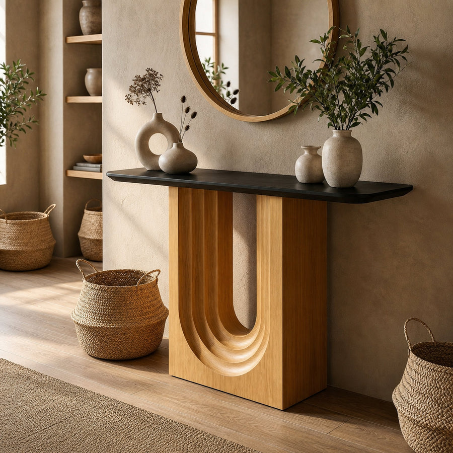 Modern Organic Console Table Solid Wood Entryway Living Room Hallway