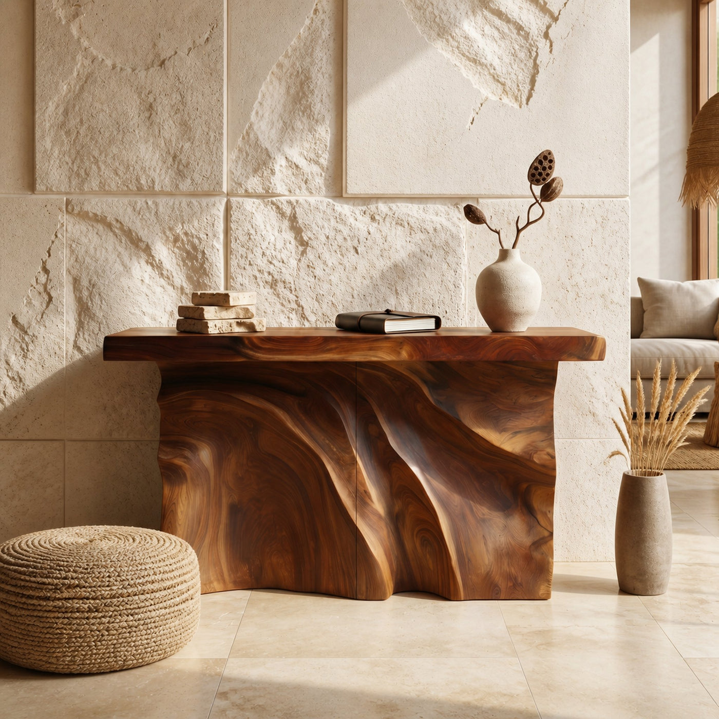 Modern Organic Edge Console Table For Entryway Interior Space