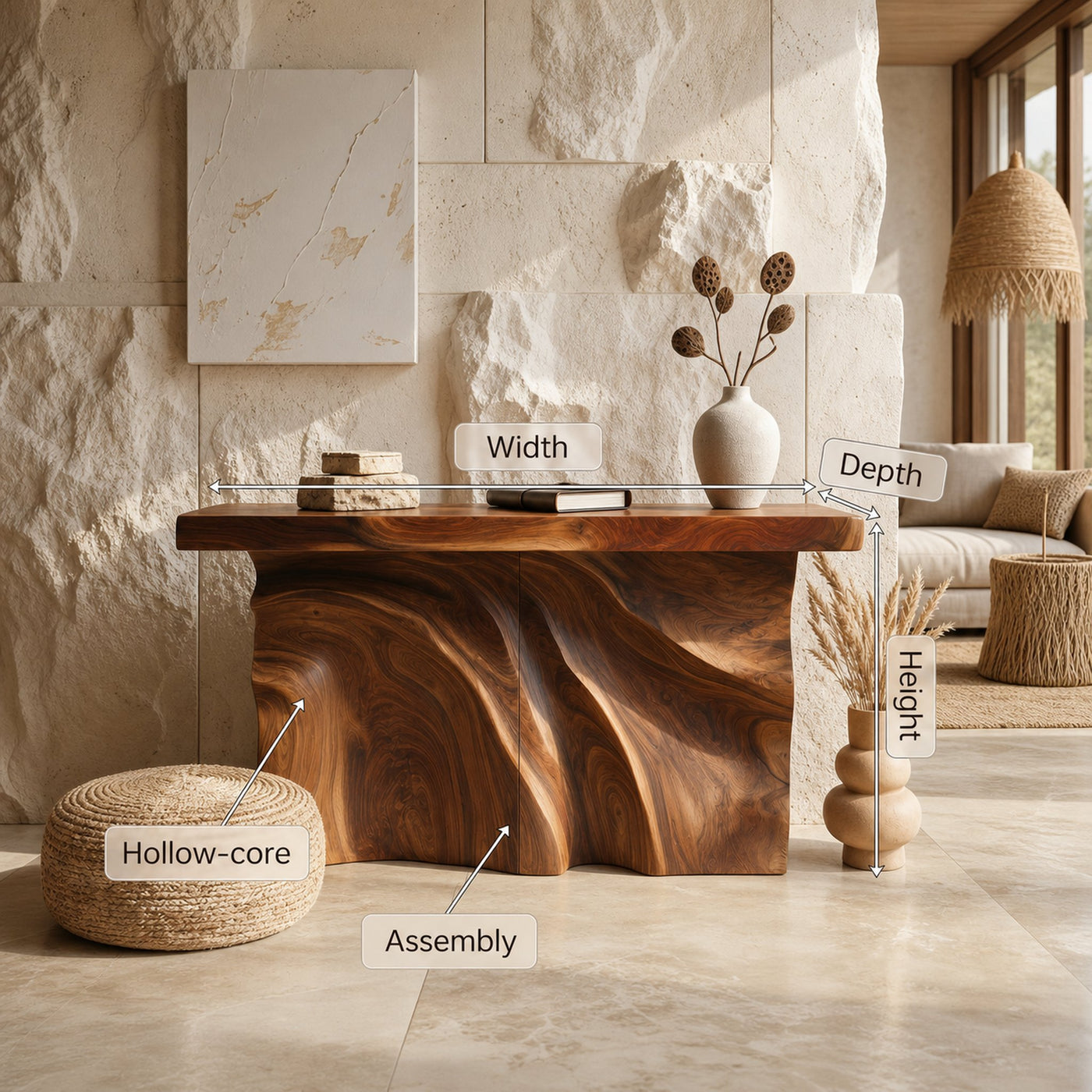Modern Organic Edge Console Table For Entryway Interior Space - product view 8