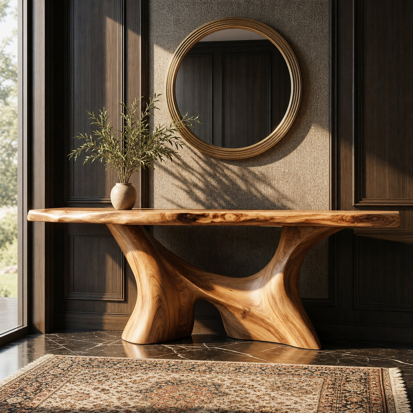 Modern Organic Sculptural Console Table Entryway Hallway Living Room
