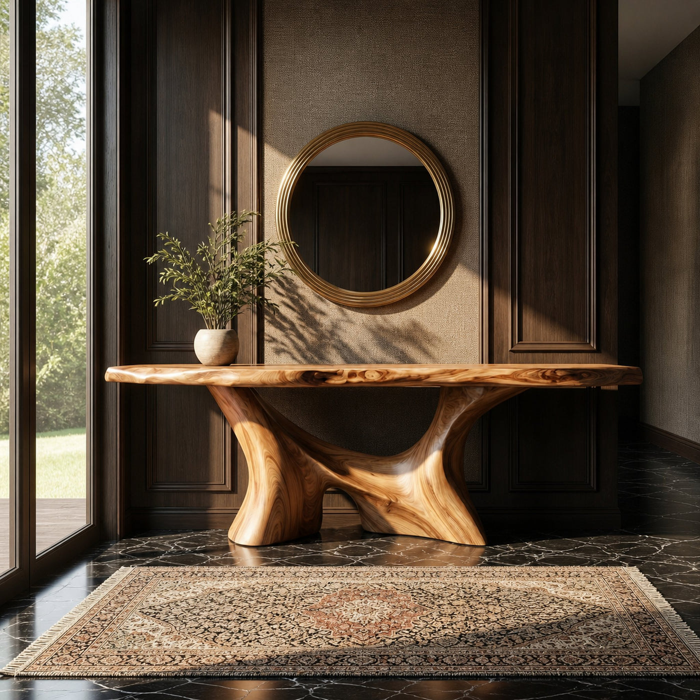 Modern Organic Sculptural Console Table Entryway Hallway Living Room - product view 2