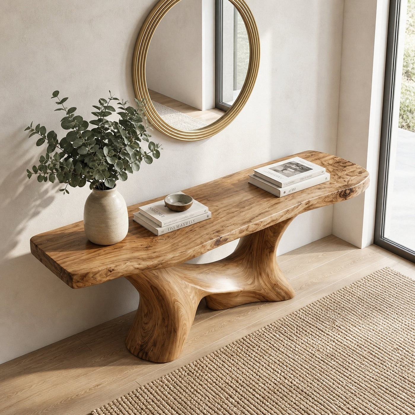 Modern Organic Sculptural Console Table Entryway Hallway Living Room - product view 4