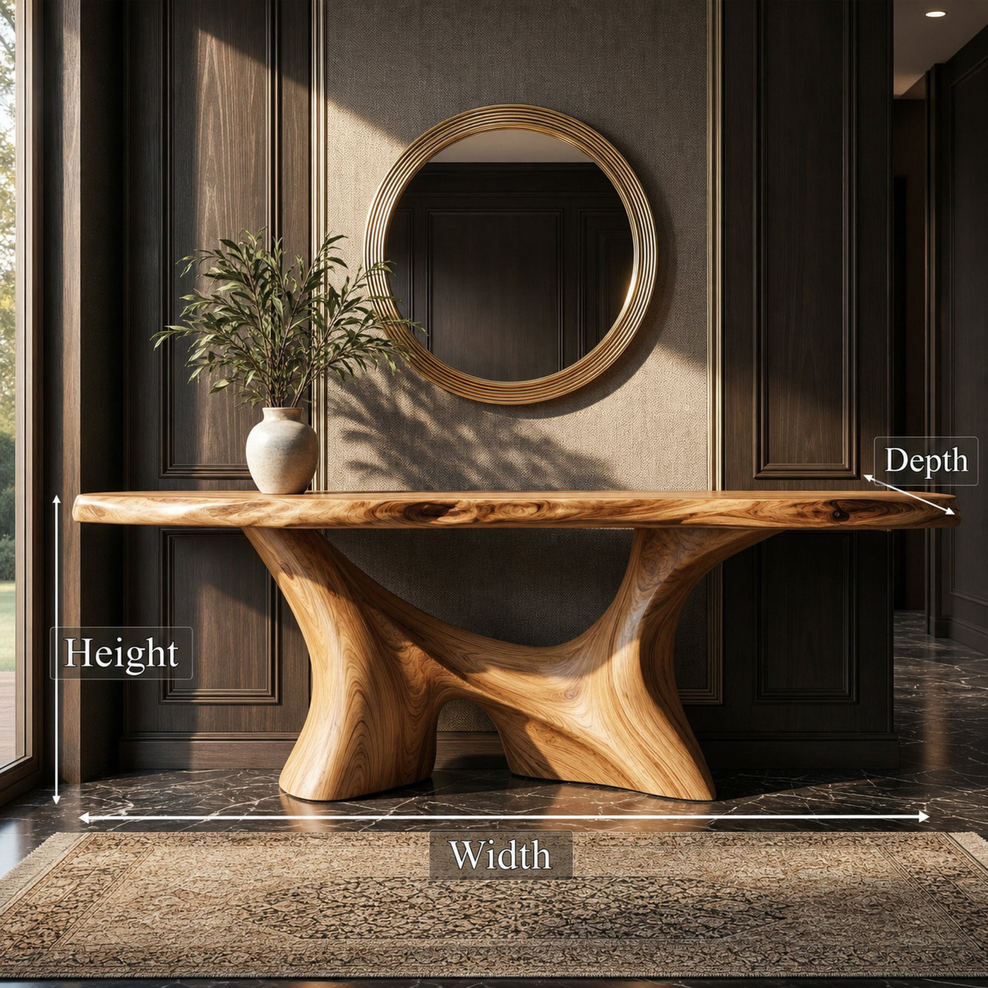 Modern Organic Sculptural Console Table Entryway Hallway Living Room - product view 6
