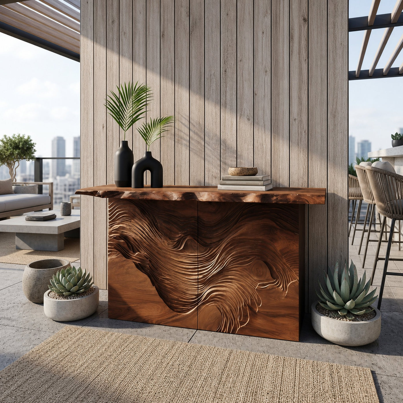 Modern Raw Edge Entry Table For Open Living Interior - product view 3
