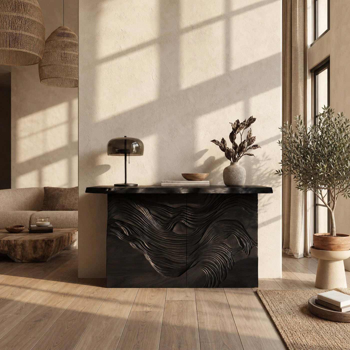 Modern Raw Edge Entry Table For Open Living Interior - product view 4
