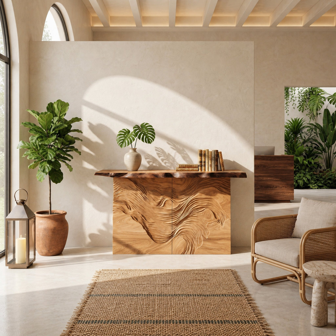Modern Raw Edge Entry Table For Open Living Interior - product view 5