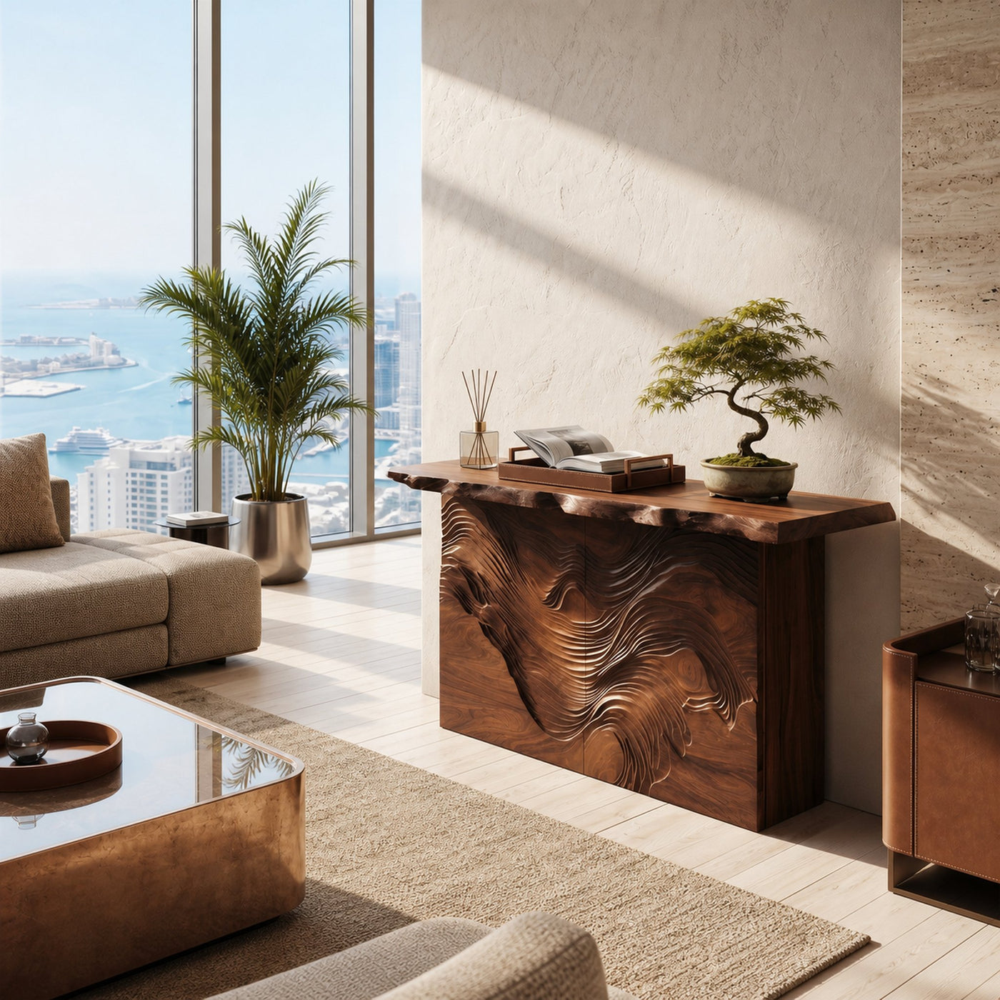 Modern Raw Edge Entry Table For Open Living Interior - product view 6