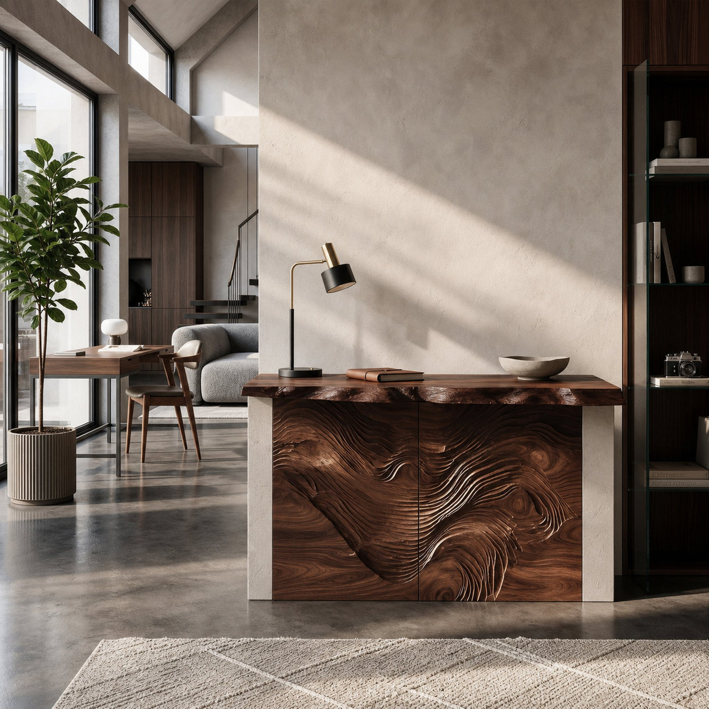 Modern Raw Edge Entry Table For Open Living Interior - product view 7