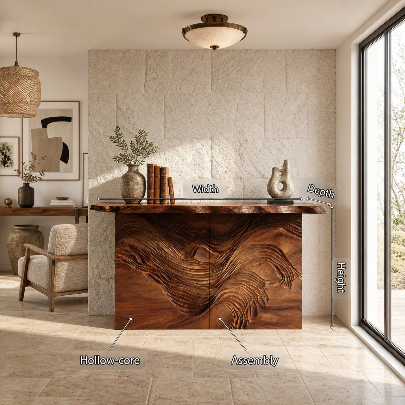 Modern Raw Edge Entry Table For Open Living Interior - product view 8