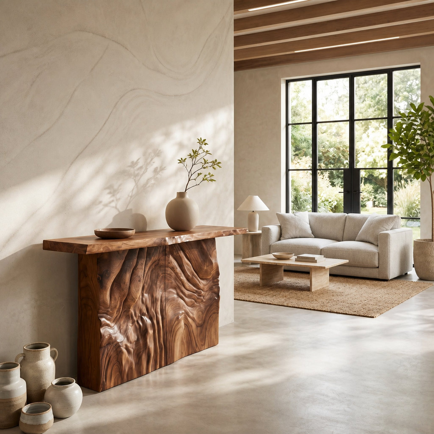 Modern Sculpted Base Display Table For Lounge Interior Space - product view 3