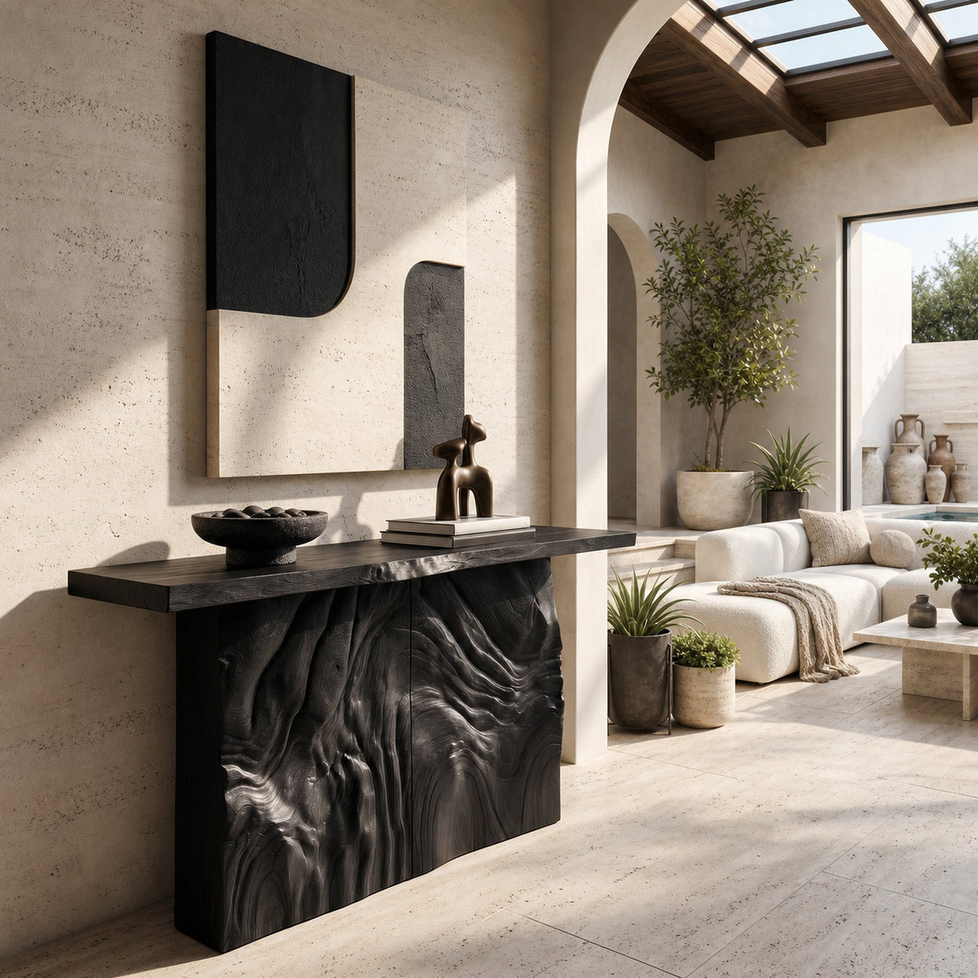 Modern Sculpted Base Display Table For Lounge Interior Space - product view 4