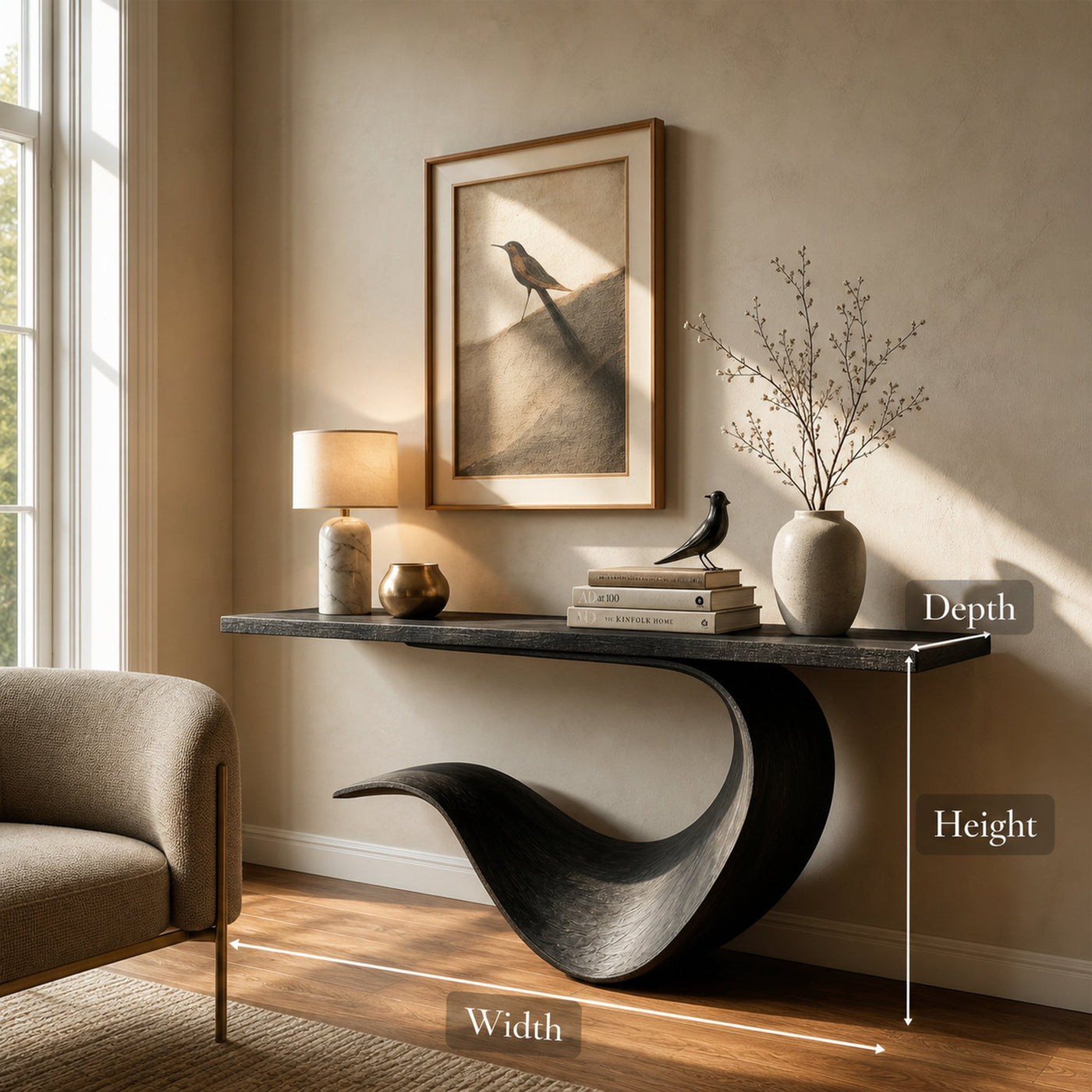 Modern Sculptural Console Table Entryway Hallway Living Room - product view 6