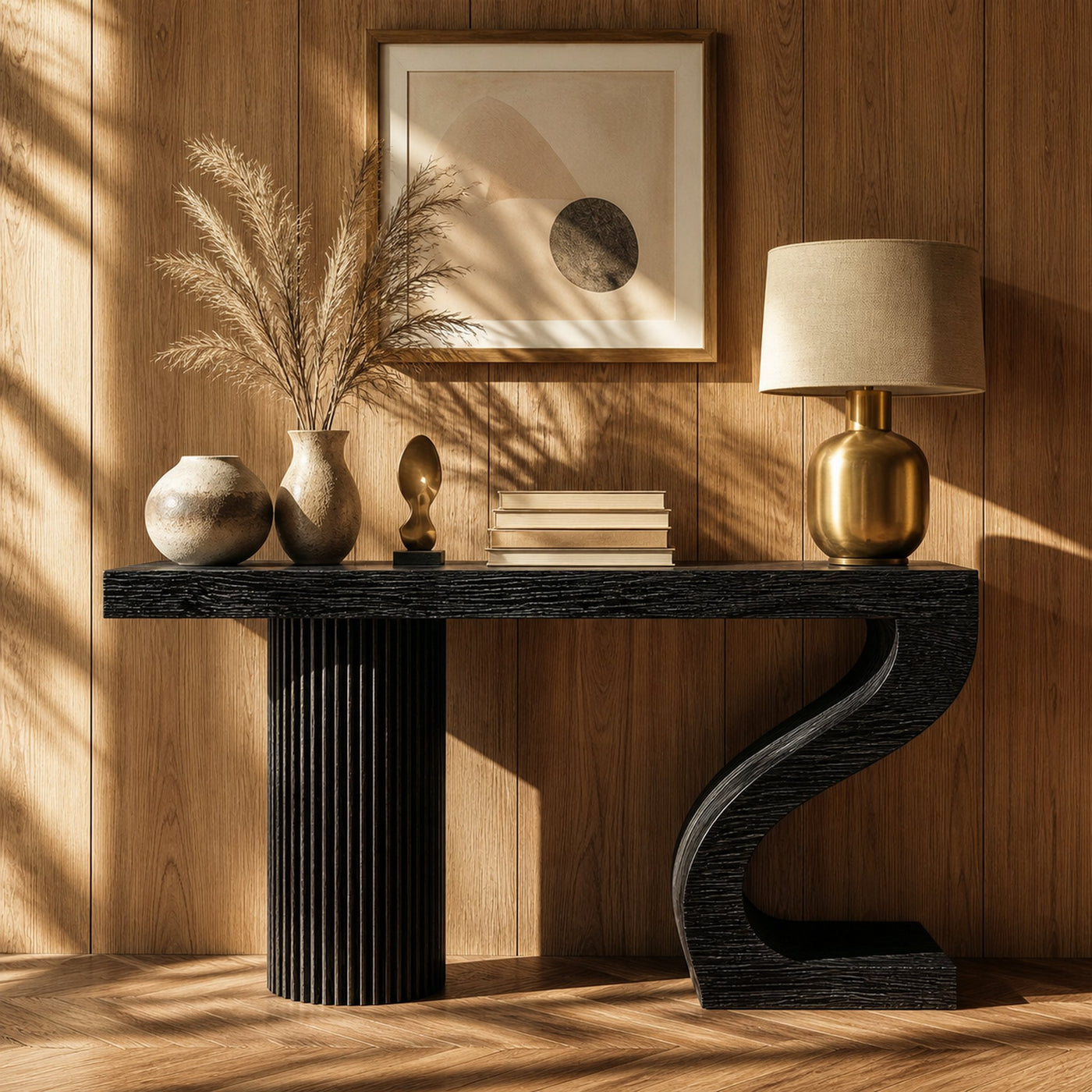 Modern Sculptural Console Table Entryway Living Room