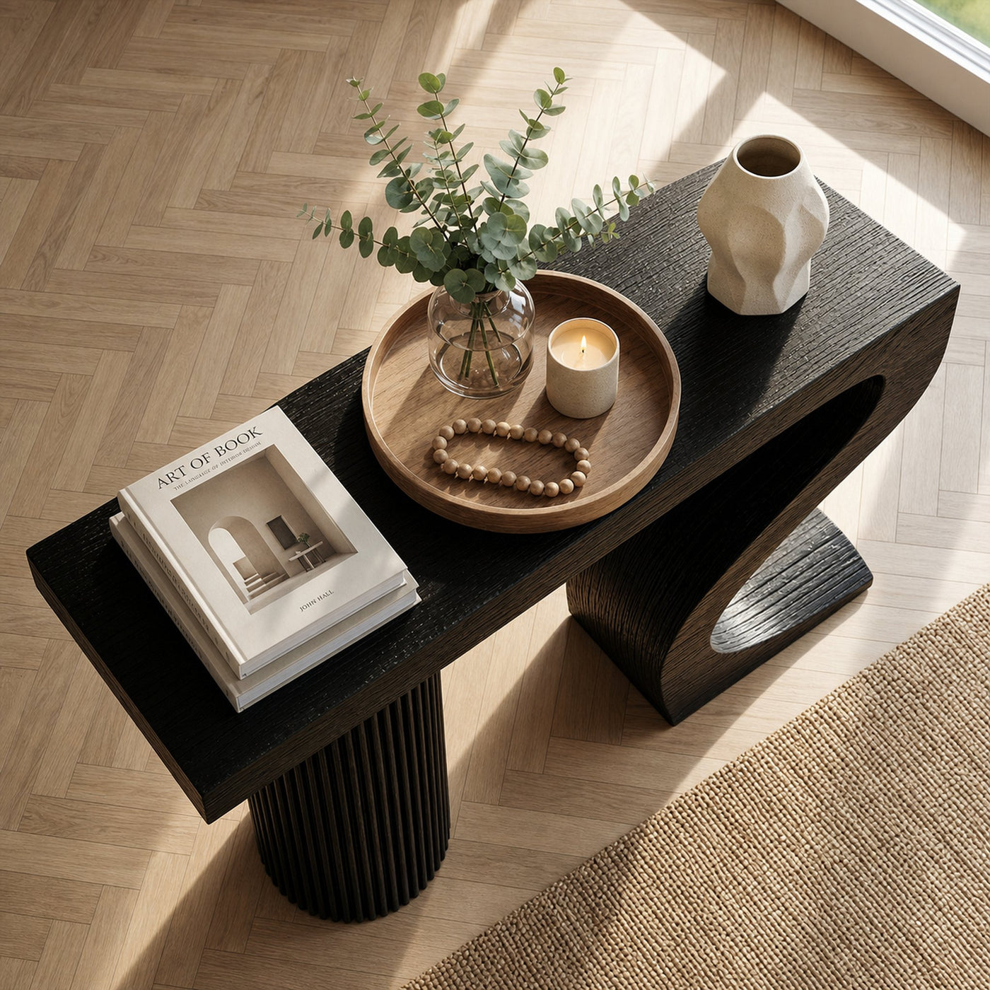 Modern Sculptural Console Table Entryway Living Room - product view 3