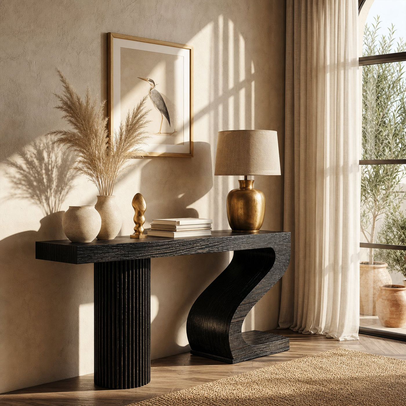 Modern Sculptural Console Table Entryway Living Room - product view 4