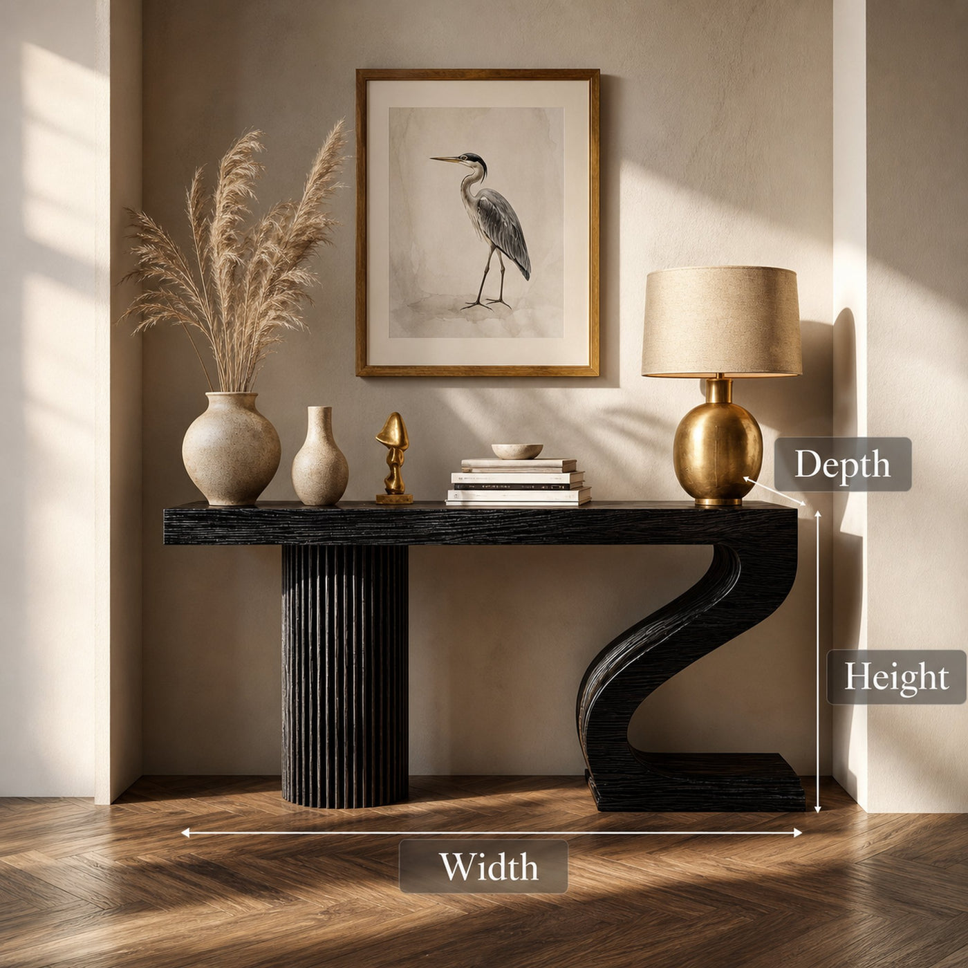 Modern Sculptural Console Table Entryway Living Room - product view 6