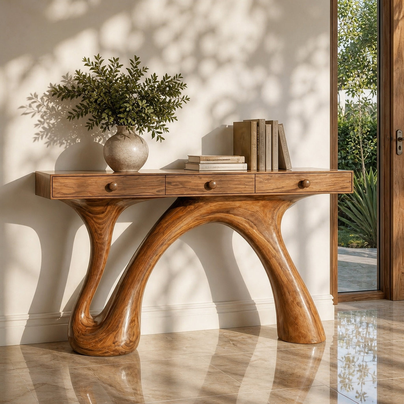 Modern Sculptural Console Table For Entryway And Living Room Space - product view 6