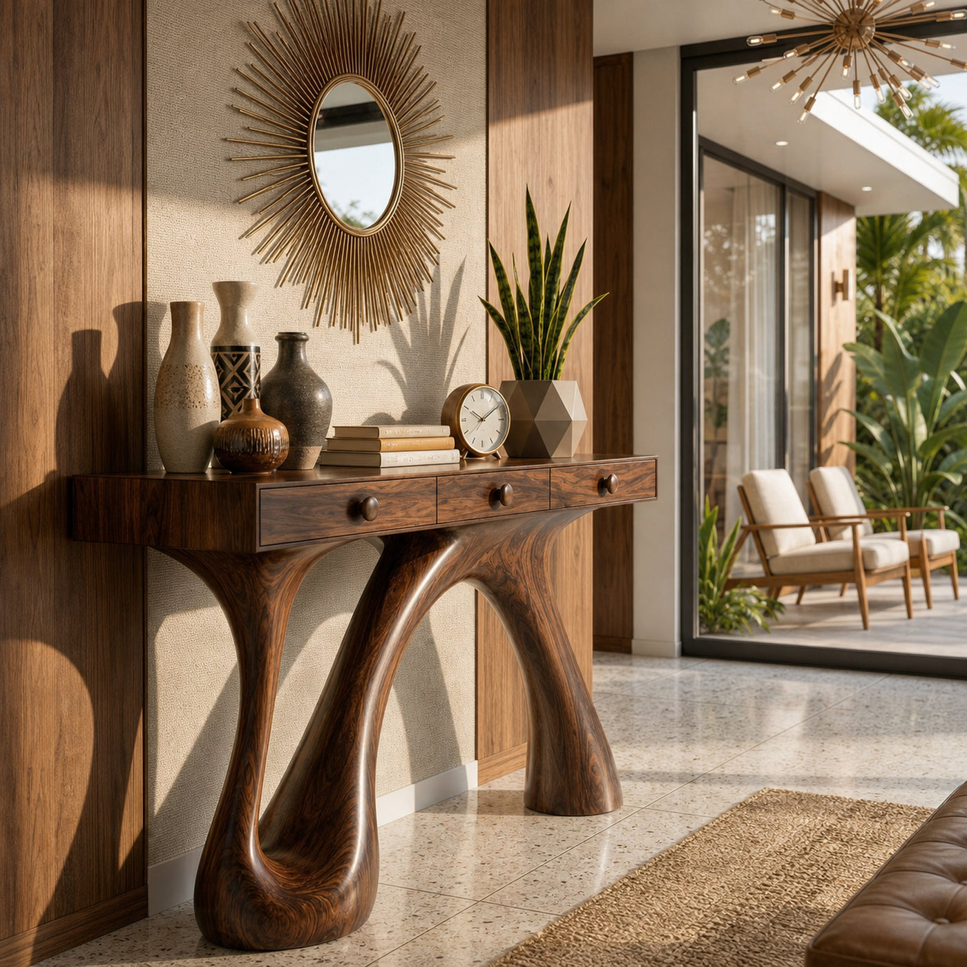 Modern Sculptural Console Table For Entryway And Living Room Space - product view 7