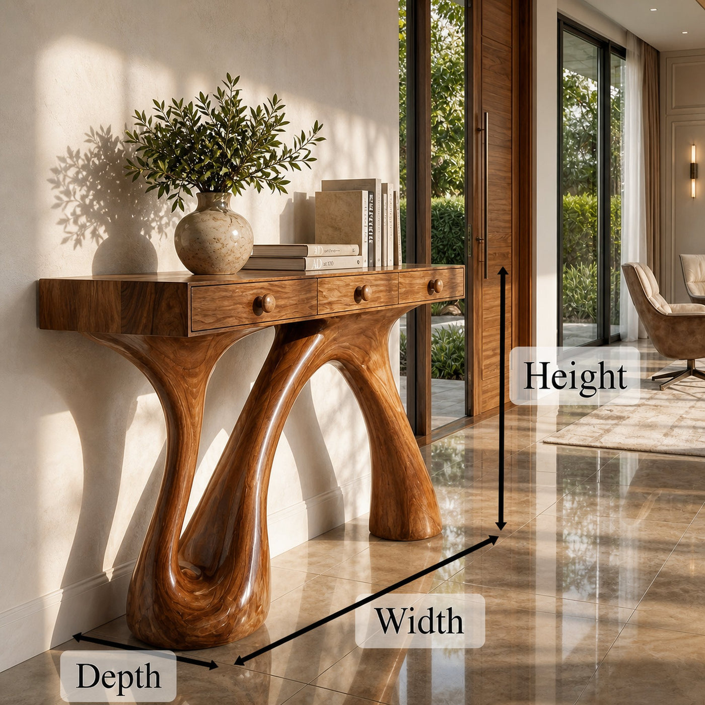 Modern Sculptural Console Table For Entryway And Living Room Space - product view 8