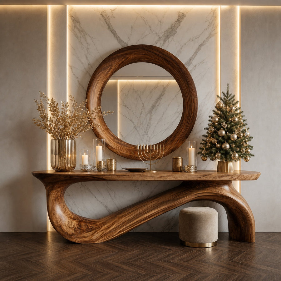 Modern Sculptural Console Table For Living Room And Entryway