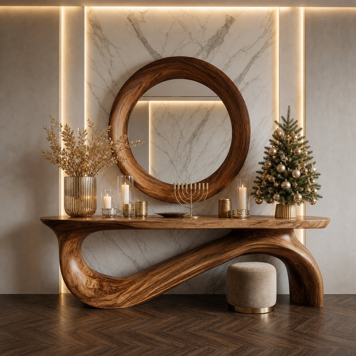 Modern Sculptural Console Table For Living Room And Entryway