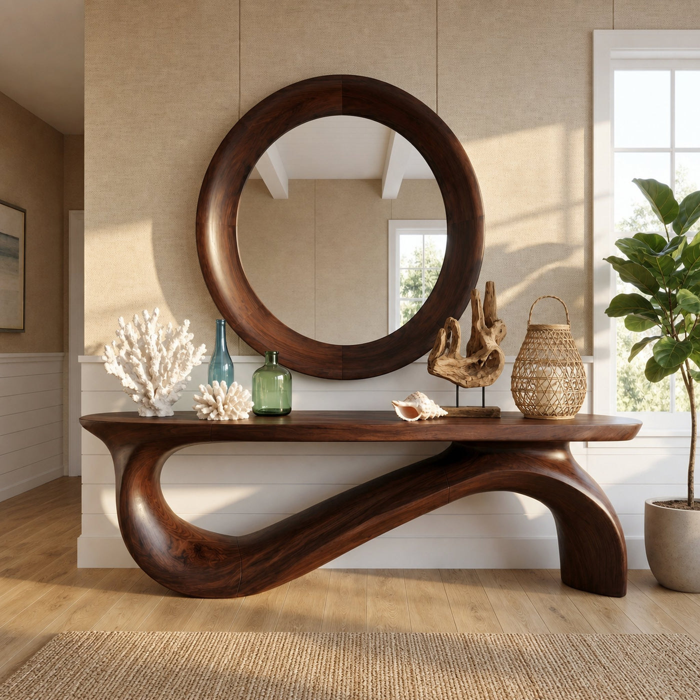 Modern Sculptural Console Table For Living Room And Entryway - product view 7