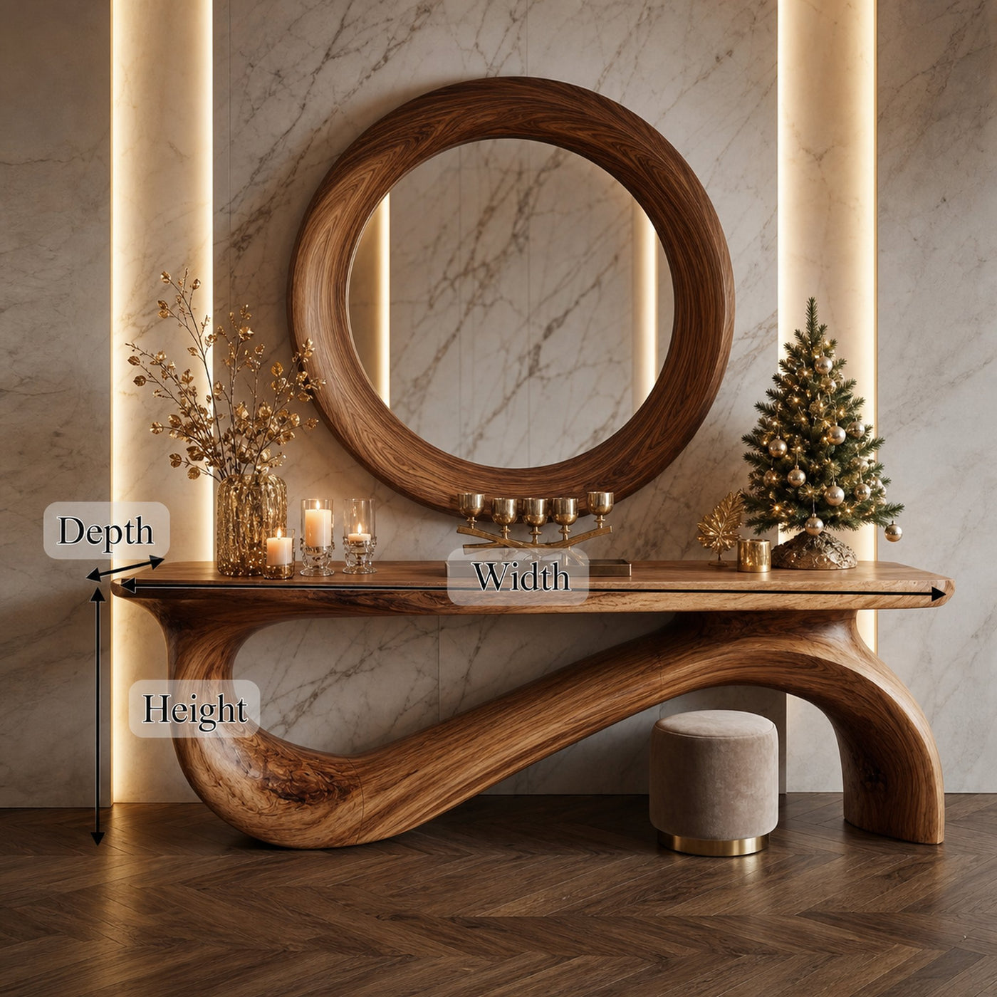 Modern Sculptural Console Table For Living Room And Entryway - product view 8