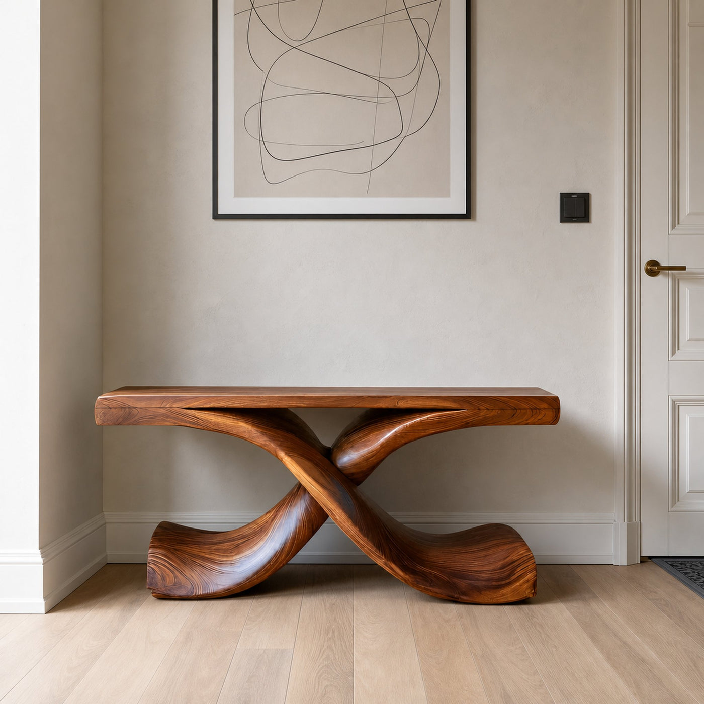 Modern Sculptural Console Table With Twisted Base For Living Room - product view 2